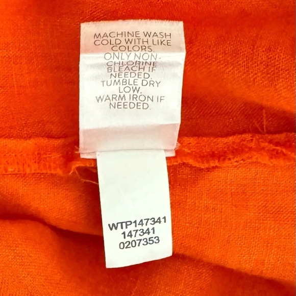 J Jill Love Linen Top Blouse Button Front Long Sleeve Orange - Picture 8 of 8